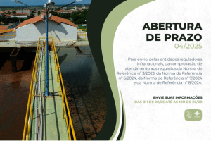 Prazo para entidades reguladoras infranacionais enviarem informações sobre atendimento de quatro normas de referência para saneamento segue até agosto